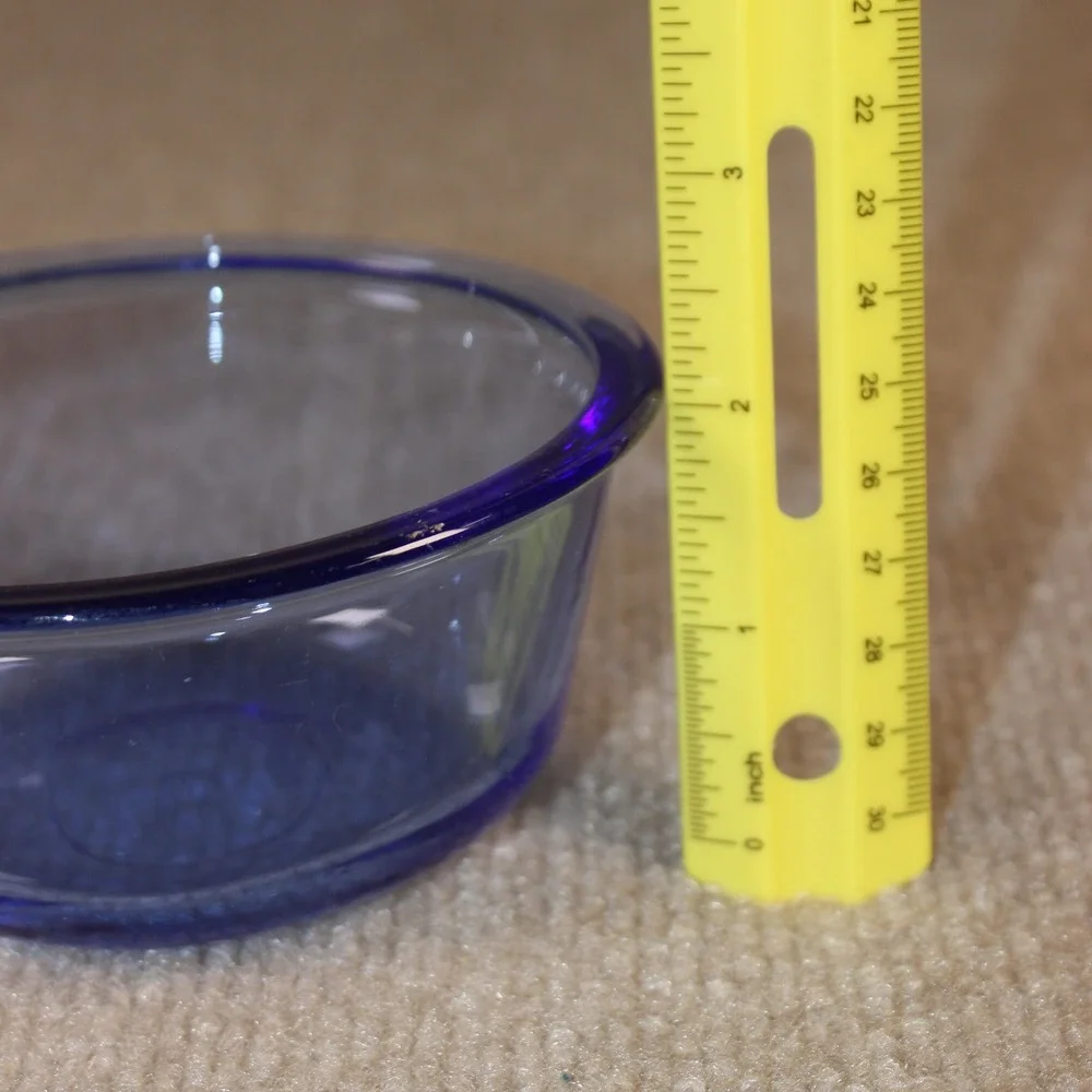 Pyrex Cobalt Blue Glass Custard Cups Ramekins Set of 2 Round 6oz 10oz 4.25in